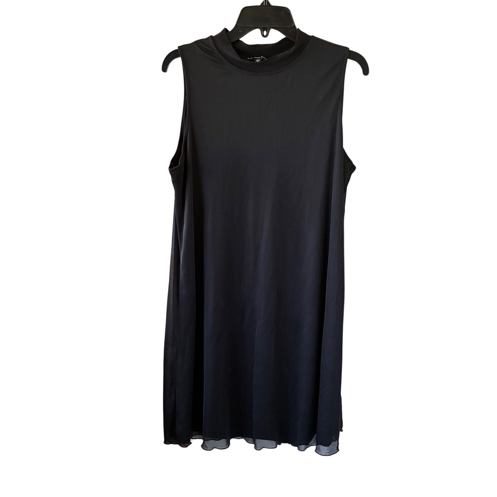 Nik and Nash Shift Dress Womens XL Black Mock Neck Split Back Sleeveless Chic